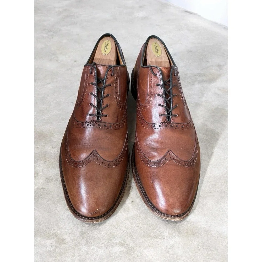 Allen Edmonds McAllister Wingtip Oxford Shoes 8.5 D Brown Calfskin Leather $450